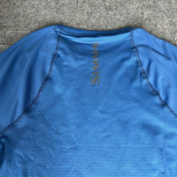 Simms Challenger Solar Shirt Mens Medium Blue Carbon Fishing Tee Outdoors - Picture 9 of 9